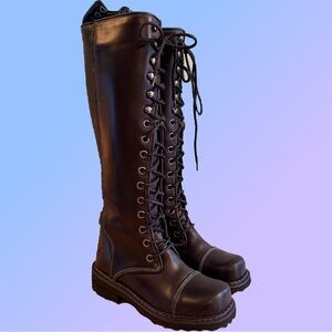 Fluevog Jessamy Knee-High Lace-Up Boots Size 6.5